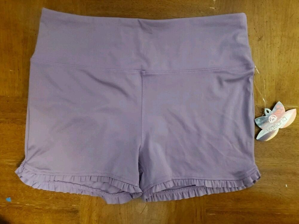 Vasana Orchid Purple Stretch Ruffled Hem High Waisted Pull-On Shorts Size XL